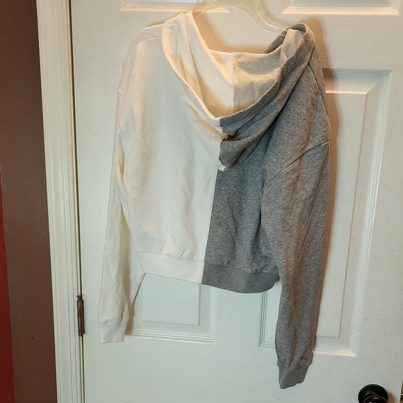 NEW Cynthia Rowley Embroidered Knit Zip Up Hoodie in White Gray size XS - Picture 6 of 11